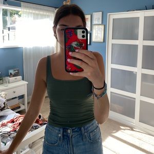 Green free people tank top